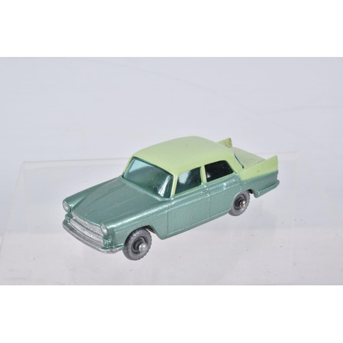 144 - FIVE BOXED MATCHBOX SERIES BRITISH CAR MODELS, Ford Anglia, No.7, grey plastic wheels, Austin A55 Ca... 