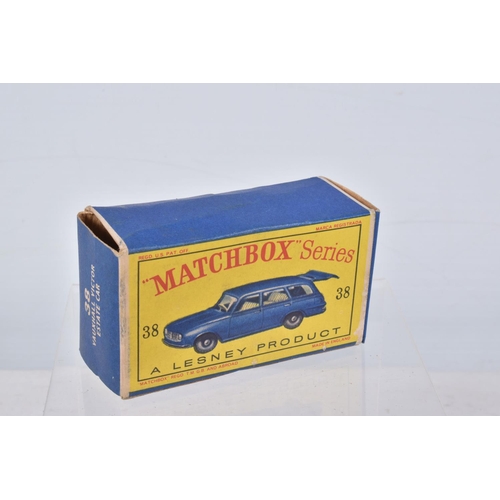 144 - FIVE BOXED MATCHBOX SERIES BRITISH CAR MODELS, Ford Anglia, No.7, grey plastic wheels, Austin A55 Ca... 