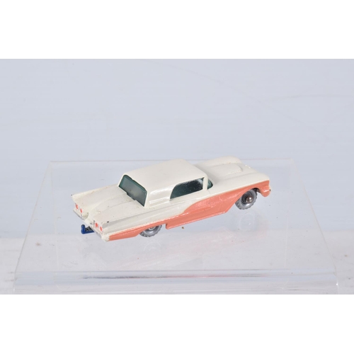 147 - A BOXED MOKO LESNEY FORD THUNDERBIRD, No.75, darker blue base, silver plastic wheels, two with hairl... 