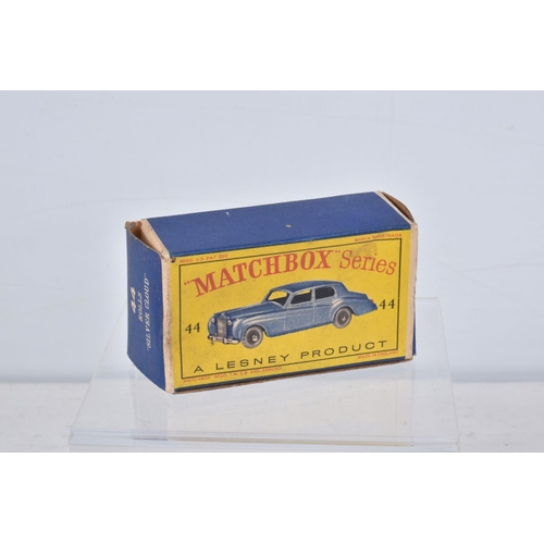 149 - FIVE BOXED MATCHBOX SERIES CAR MODELS, Aston-Martin DBR5 Racing Car, No.19, grey driver RN19, Lotus ... 