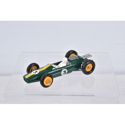 149 - FIVE BOXED MATCHBOX SERIES CAR MODELS, Aston-Martin DBR5 Racing Car, No.19, grey driver RN19, Lotus ... 