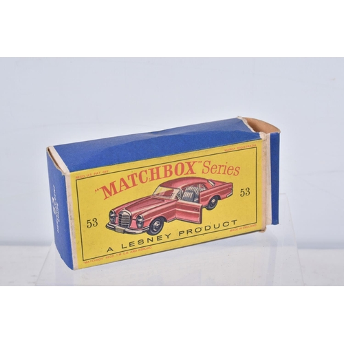 149 - FIVE BOXED MATCHBOX SERIES CAR MODELS, Aston-Martin DBR5 Racing Car, No.19, grey driver RN19, Lotus ... 