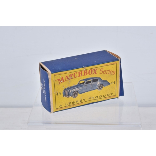 149 - FIVE BOXED MATCHBOX SERIES CAR MODELS, Aston-Martin DBR5 Racing Car, No.19, grey driver RN19, Lotus ... 