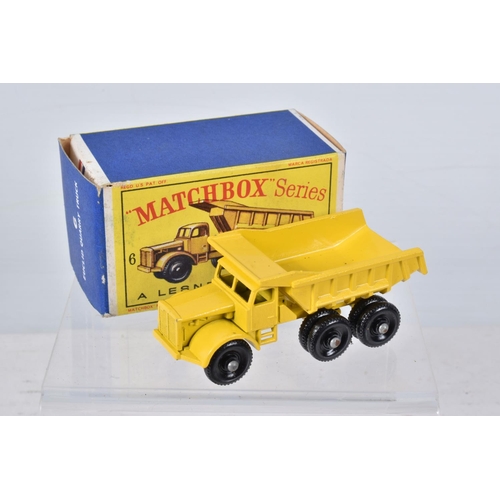 155 - FIVE BOXED MATCHBOX SERIES DIECAST MODELS, Euclid Dump Truck, No.6, 2 x Foden Cement Mixer, No.26, o... 