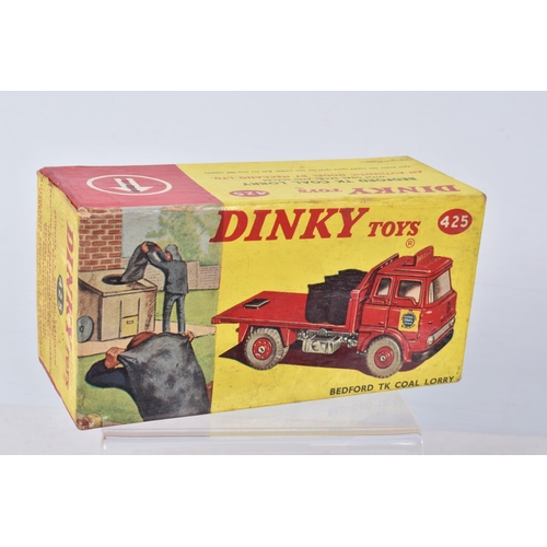 166 - A BOXED DINKY TOYS BEDFORD TK COAL LORRY, No.425, red cab, body, interior and hubs, complete with ca... 