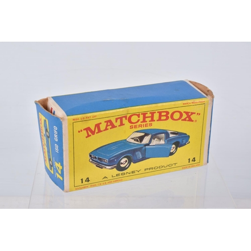 171 - EIGHT BOXED MATCHBOX SERIES DIECAST MODELS, Iso Griffo, No.14, metallic blue body, blue interior, Po... 