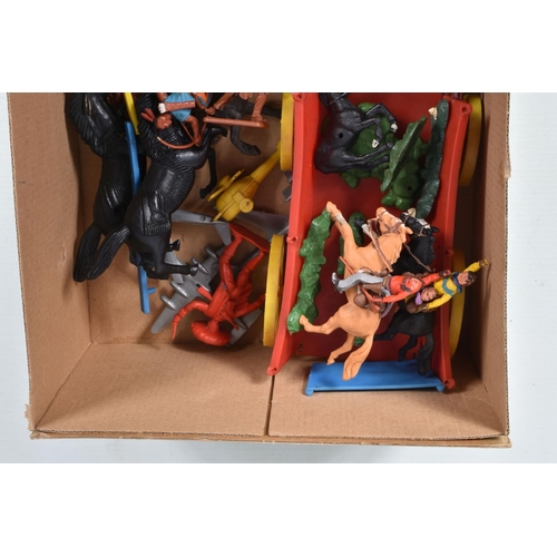 176 - A QUANTITY OF BOXED AND UNBOXED ASSORTED PLASTIC  FIGURES, mainly Knight, Red Indian, Cowboy and Cav... 