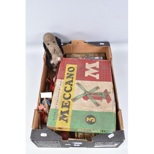 178 - A QUANTITY OF ASSORTED TOYS AND GAMES, to include boxed Meccano No.3 set from the red and green era,... 