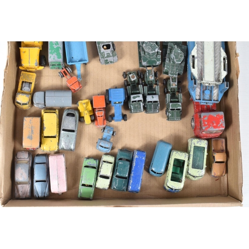 180 - A QUANTITY OF UNBOXED AND ASSORTED PLAYWORN DIECAST VEHICLES, to include Corgi, Dinky, Matchbox, inc... 