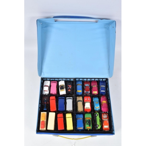 182 - A MID 1970'S MATCHBOX CARRY CASE AND CONTENTS, majority of  the 48 models in playworn condition with... 