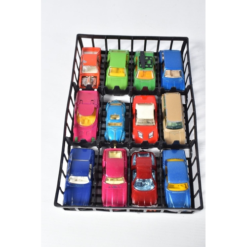 182 - A MID 1970'S MATCHBOX CARRY CASE AND CONTENTS, majority of  the 48 models in playworn condition with... 