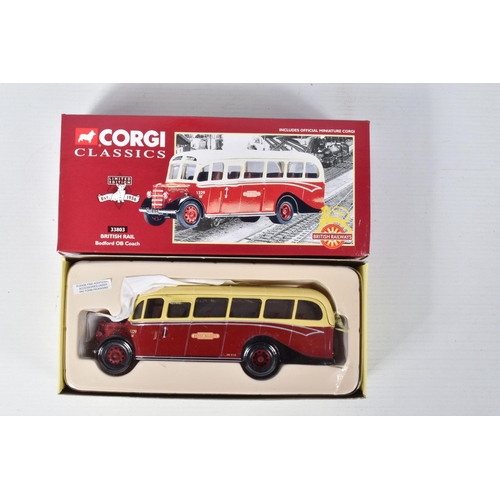 187 - TWO BOXES INCLUDING TWENTY NINE BOXED DIECAST VEHICLES, to include a collection of twenty three Corg... 