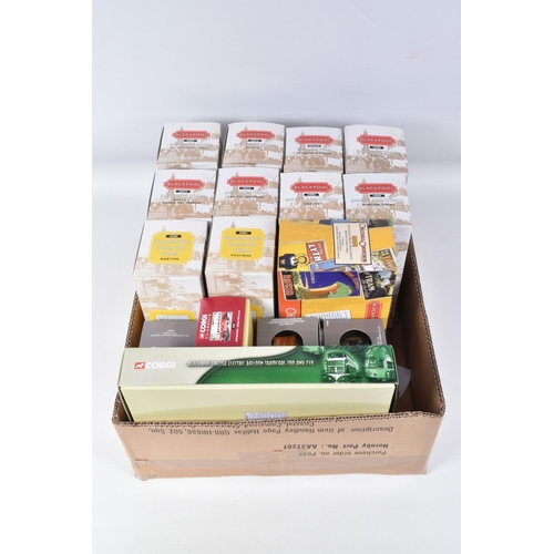 187 - TWO BOXES INCLUDING TWENTY NINE BOXED DIECAST VEHICLES, to include a collection of twenty three Corg... 