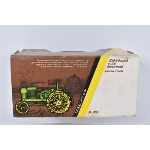 197 - THREE BOXED ERTL BLUEBIRD REPLICA TOYS DIECAST JOHN DEERE TRACTOR MODELS, 1/16 scale, 1915 Model R W... 