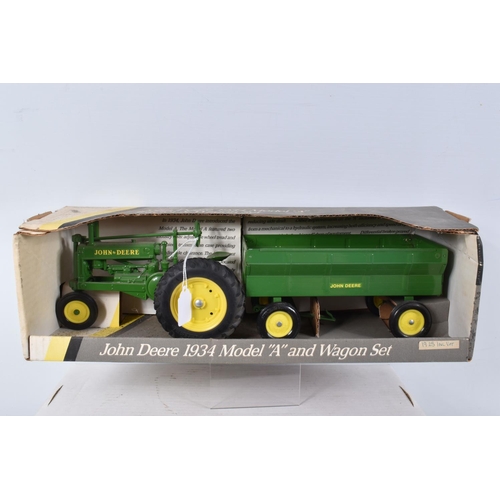 197 - THREE BOXED ERTL BLUEBIRD REPLICA TOYS DIECAST JOHN DEERE TRACTOR MODELS, 1/16 scale, 1915 Model R W... 