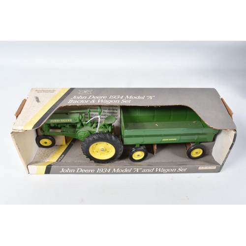 197 - THREE BOXED ERTL BLUEBIRD REPLICA TOYS DIECAST JOHN DEERE TRACTOR MODELS, 1/16 scale, 1915 Model R W... 