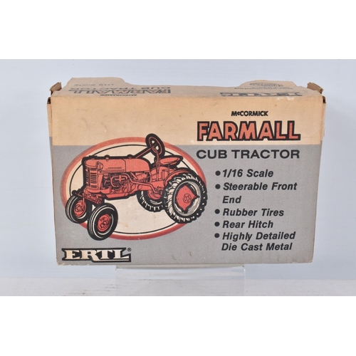 198 - FIVE BOXED ERTL DIECAST TRACTOR MODELS, 1/16 scale, Case 'Vac' Tractor, No.632, Farmall Cub Tractor,... 