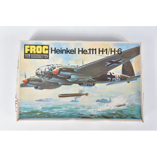 205 - ELEVEN UNBUILT BOXED MODEL AIRCRAFT KITS, made up of Eight 1:72 scale Frog models to include, a Vamp... 