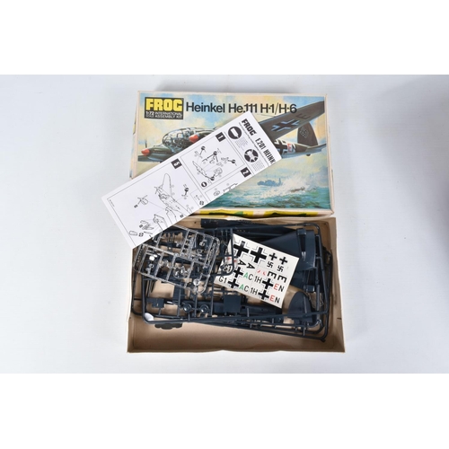 205 - ELEVEN UNBUILT BOXED MODEL AIRCRAFT KITS, made up of Eight 1:72 scale Frog models to include, a Vamp... 