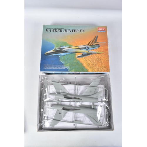 207 - TEN BOXED UNBUILT MODEL AIRCRAFT KITS, to include an academy Hobby Model Kits 1:48 scale Hawker Hunt... 