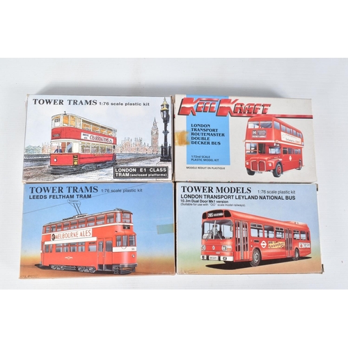 208 - FOURTEEN BOXED UNBUILT MODEL TRAM KITS,  six Keil Kraft kit to include, a 1:72 scale London Transpor... 