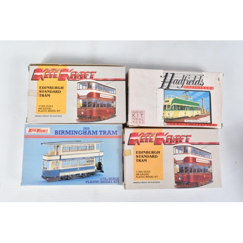 208 - FOURTEEN BOXED UNBUILT MODEL TRAM KITS,  six Keil Kraft kit to include, a 1:72 scale London Transpor... 