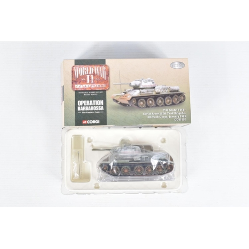 216 - FOUR BOXED CORGI DIECAST MILITARY VEHICLES, the first a WWII Collection The Desert Campaigns of Nort... 