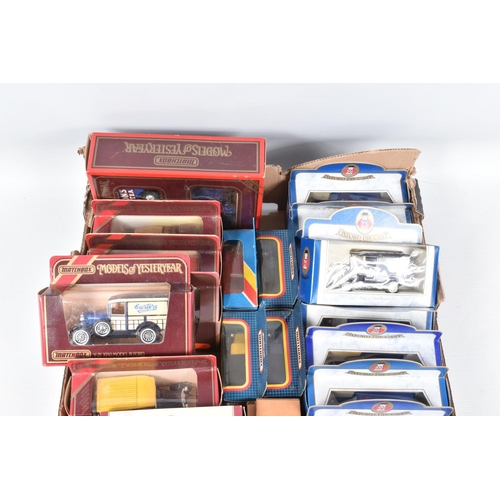 223 - FOUR BOXES OF ASSORTED LLEDO, MATCHBOX AND OXFORD DIECAST MODEL VEHICLES, some of the Lledo models i... 