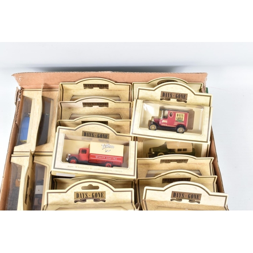 223 - FOUR BOXES OF ASSORTED LLEDO, MATCHBOX AND OXFORD DIECAST MODEL VEHICLES, some of the Lledo models i... 