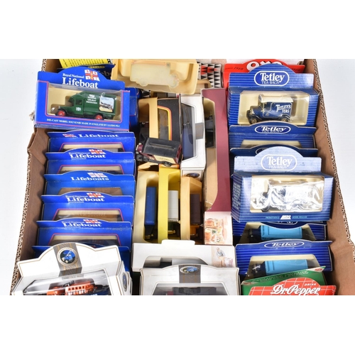 223 - FOUR BOXES OF ASSORTED LLEDO, MATCHBOX AND OXFORD DIECAST MODEL VEHICLES, some of the Lledo models i... 