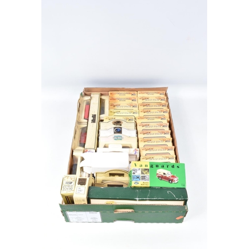 223 - FOUR BOXES OF ASSORTED LLEDO, MATCHBOX AND OXFORD DIECAST MODEL VEHICLES, some of the Lledo models i... 