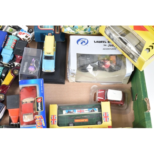 232 - TWO TRAYS OF PLAYWORN DIECAST VEHICLES, to include a Matchbox king size Refuse Truck, No. 15 Merrywe... 