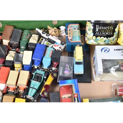 232 - TWO TRAYS OF PLAYWORN DIECAST VEHICLES, to include a Matchbox king size Refuse Truck, No. 15 Merrywe... 