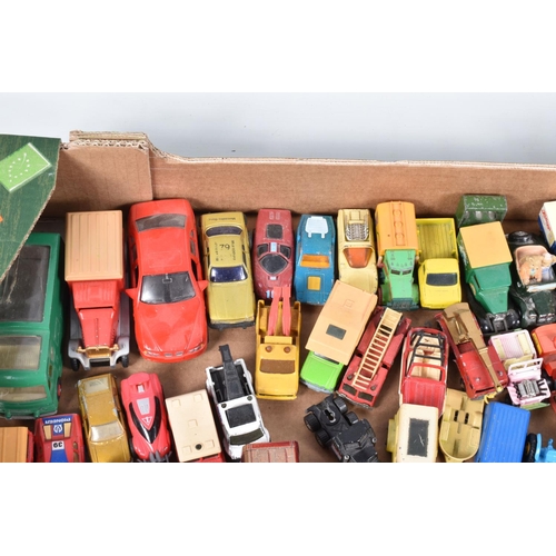 232 - TWO TRAYS OF PLAYWORN DIECAST VEHICLES, to include a Matchbox king size Refuse Truck, No. 15 Merrywe... 