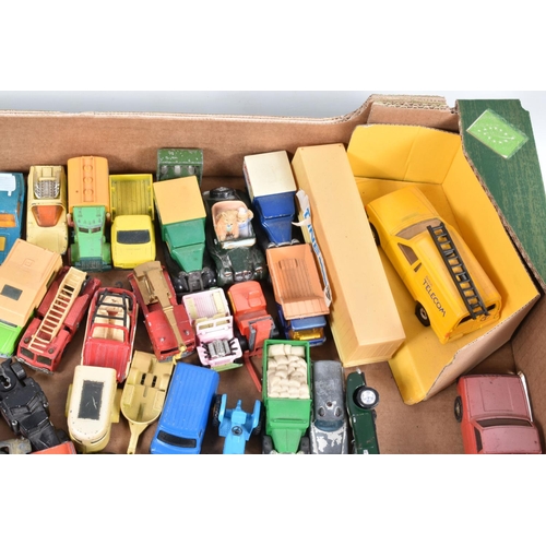 232 - TWO TRAYS OF PLAYWORN DIECAST VEHICLES, to include a Matchbox king size Refuse Truck, No. 15 Merrywe... 