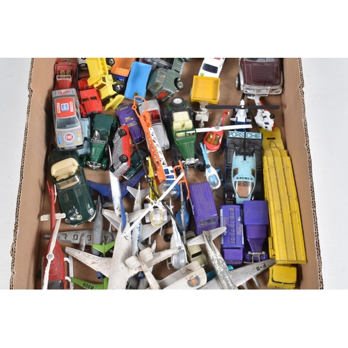 237 - THREE BOXES OF MODEL VEHICLES, FIGURES AND AIRCRAFTS, some boxed and some loose, items include a box... 