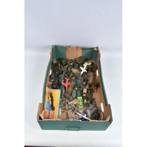 237 - THREE BOXES OF MODEL VEHICLES, FIGURES AND AIRCRAFTS, some boxed and some loose, items include a box... 