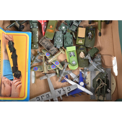 237 - THREE BOXES OF MODEL VEHICLES, FIGURES AND AIRCRAFTS, some boxed and some loose, items include a box... 