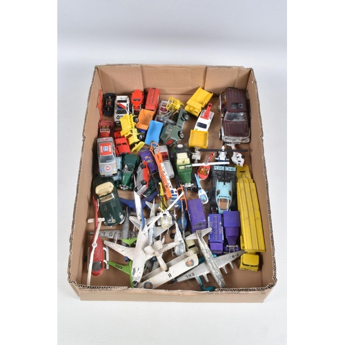 237 - THREE BOXES OF MODEL VEHICLES, FIGURES AND AIRCRAFTS, some boxed and some loose, items include a box... 