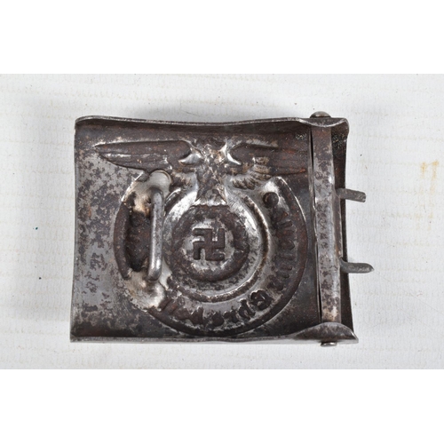 538 - FOUR GERMAN WWII STYLE BELT BUCKLES, these buckles include one Luftwaffe and three SS buckles, the o... 