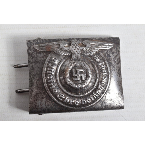 538 - FOUR GERMAN WWII STYLE BELT BUCKLES, these buckles include one Luftwaffe and three SS buckles, the o... 