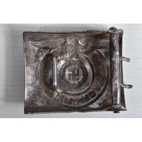 538 - FOUR GERMAN WWII STYLE BELT BUCKLES, these buckles include one Luftwaffe and three SS buckles, the o... 