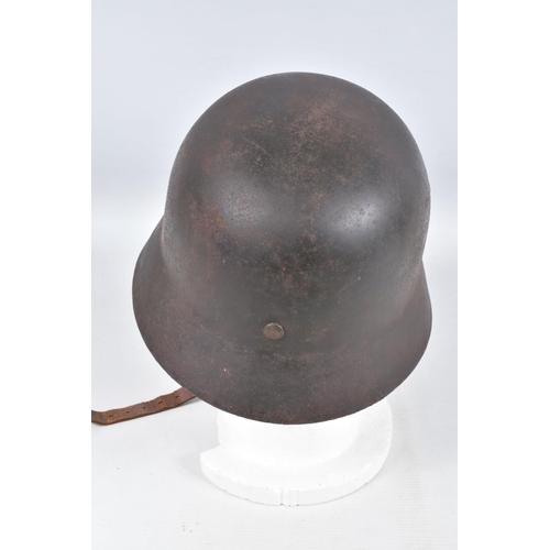 540 - A WWII ERA GERMAN STEEL HELMET WITH DOUBLE DECALS, we believe this to be an M35 helmet, it is comple... 