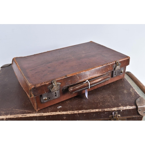 547 - TWO VINTAGE SUITCASES AND A TRAVELLING TRUNK, the trunk was sent to a Dr Fletcher in Worcestershire ... 