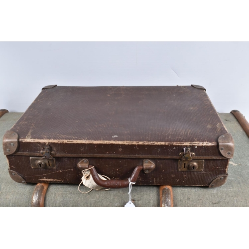 547 - TWO VINTAGE SUITCASES AND A TRAVELLING TRUNK, the trunk was sent to a Dr Fletcher in Worcestershire ... 