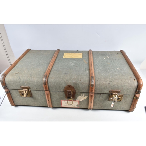 547 - TWO VINTAGE SUITCASES AND A TRAVELLING TRUNK, the trunk was sent to a Dr Fletcher in Worcestershire ... 