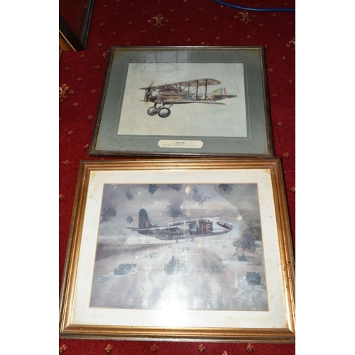 552 - MILITARY AND AIRFORCE INTEREST, a group of framed prints, plaques, pennants, plate, etc. (18) to inc... 