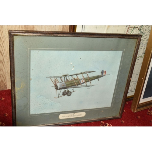 552 - MILITARY AND AIRFORCE INTEREST, a group of framed prints, plaques, pennants, plate, etc. (18) to inc... 