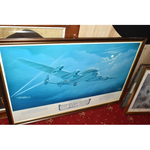 552 - MILITARY AND AIRFORCE INTEREST, a group of framed prints, plaques, pennants, plate, etc. (18) to inc... 