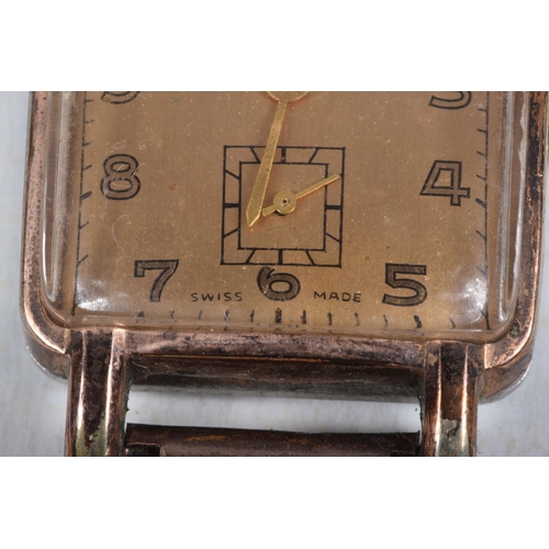 27 - A GENTS 'ALADIN' WRISTWATCH, manual wind, rectangular gold tone dial signed 'Aladin', Arabic numeral... 